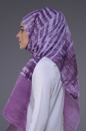 Desenli Pliseli Şal 50233-02 Açık Mor