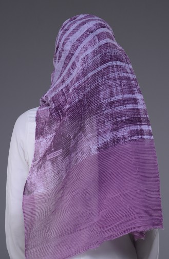 Desenli Pliseli Şal 50233-02 Açık Mor