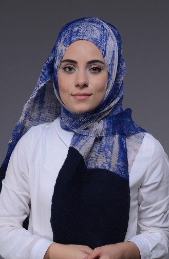 Pliseli Şal 50234-06 Koyu Lacivert