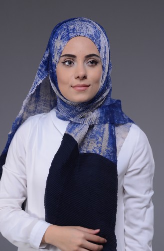 Pliseli Şal 50234-06 Koyu Lacivert