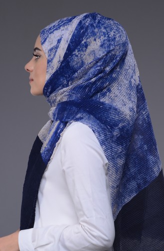 Pliseli Şal 50234-06 Koyu Lacivert
