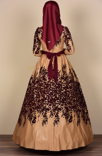 Camel Hijab Evening Dress 1098-05