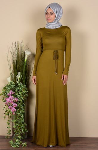 Oil Green Hijab Dress 0751B-10