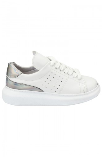 Sneakers Ayakkabı 8090-01 Beyaz Lame