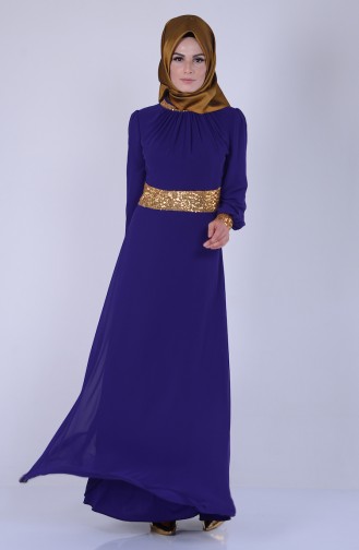 Purple Hijab Evening Dress 2398-07