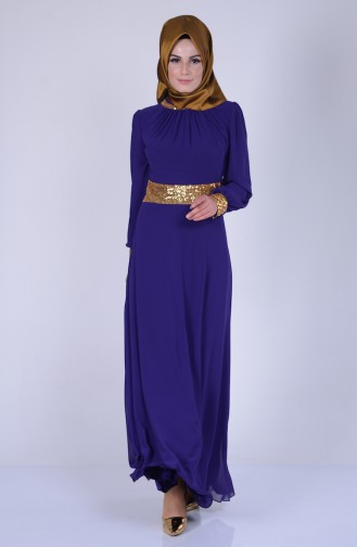 Purple Hijab Evening Dress 2398-07