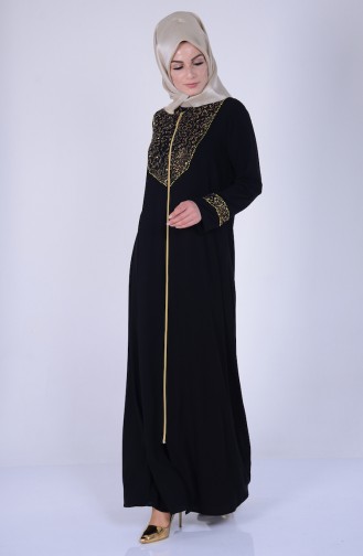 Hooded Sequin Abaya 99045-03 Black 99045-03