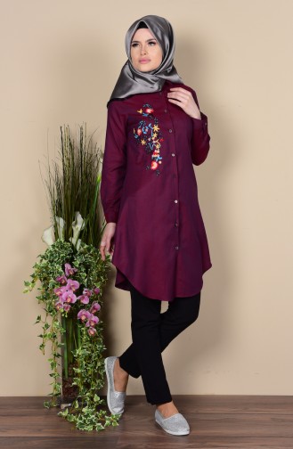Embroidered Tunic 6252-11 Plum 6252-11