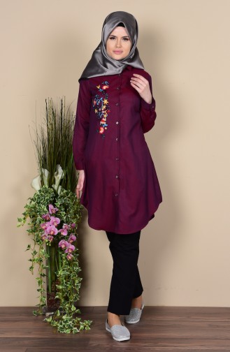 Embroidered Tunic 6252-11 Plum 6252-11