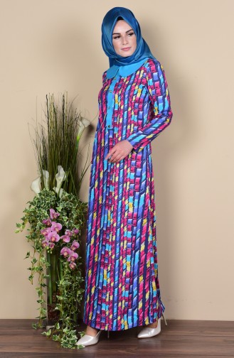 Navy Blue Hijab Dress 1392-03