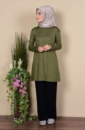 Sefamerve Body Peigné Hijab 0728-51 Vert Khaki Clair 0728-51