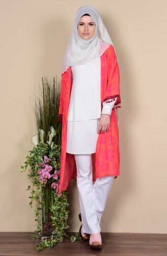 Ponpon Detaylı Hırka 1050-01 Turuncu