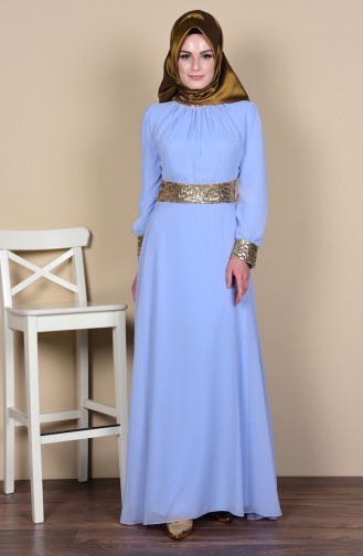 Baby Blue Hijab Evening Dress 2398-19