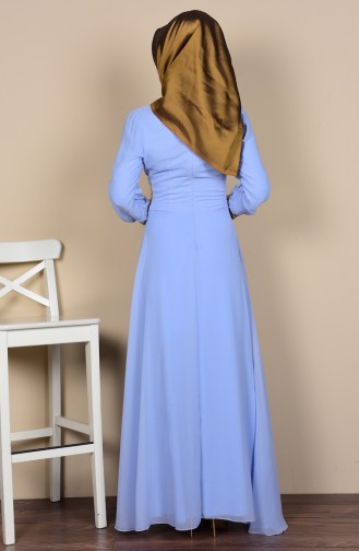 فستان للمناسبات بتفاصيل لامعة لون ازرق فاتح  2398-19