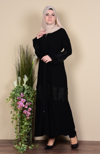 Abaya mit Reißverschluss 7724-02 Schwarz 7724-02