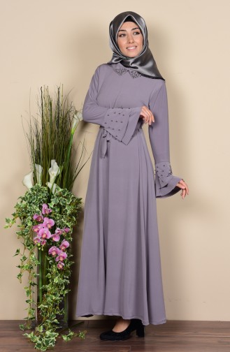 Grau Hijab Kleider 5080-04