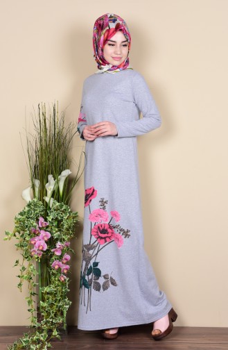 Gray Hijab Dress 2780-01