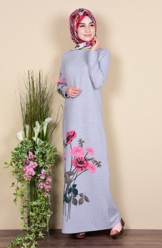 Gray Hijab Dress 2780-01