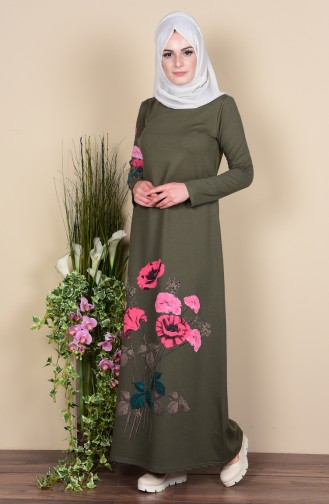 Khaki Hijab Dress 2780-05