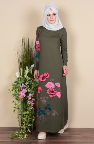 Khaki Hijab Dress 2780-05