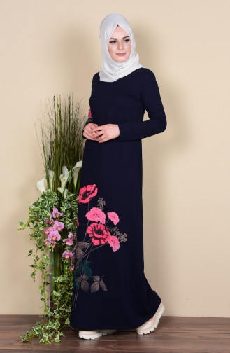 Navy Blue Hijab Dress 2780-02