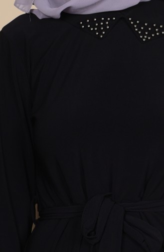İnci Detaylı Kuşaklı Elbise 5080-08 Siyah