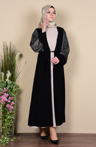 Ensemble Deux Pieces Robe Abaya 0711-03 Noir 0711-03