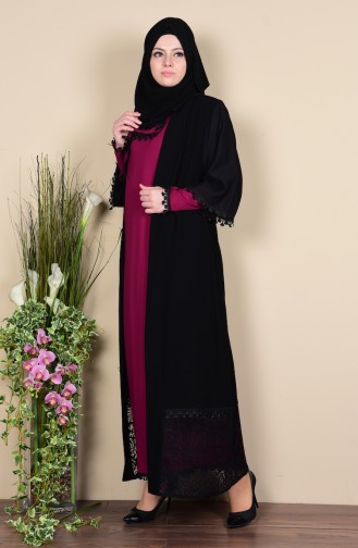 Kleid mit Abaya 2er Set 7707-03 Fuchsia 7707-03
