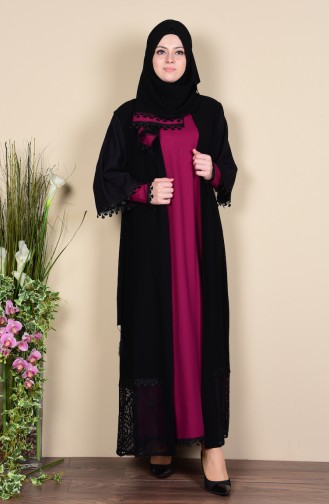 Kleid mit Abaya 2er Set 7707-03 Fuchsia 7707-03