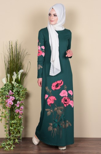 Emerald Green Hijab Dress 2780-07