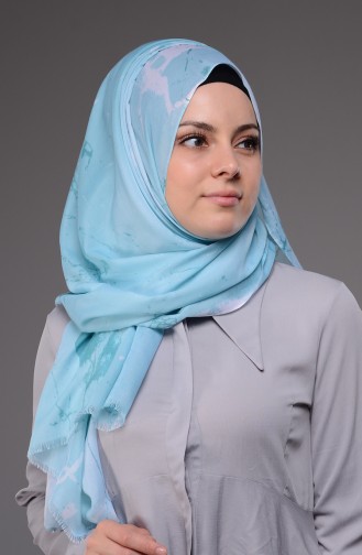Desenli Cotton Şal 50240-11 Bebek Mavi