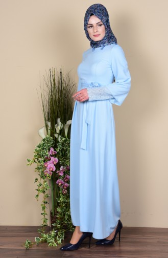 Ice Blue Hijab Dress 6052-01