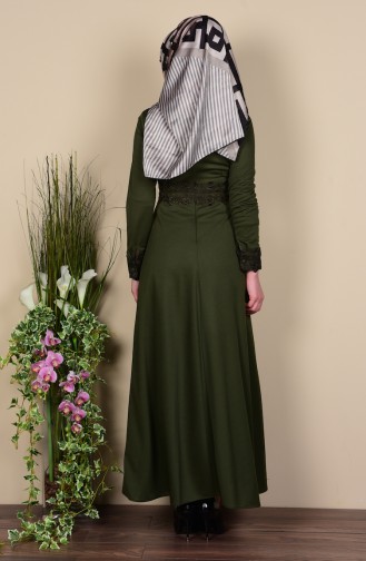 Khaki Hijab Kleider 6060-09