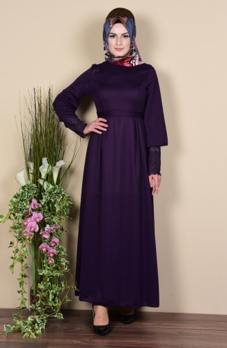 Purple Hijab Dress 6052-06