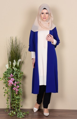 Ensemble Tunique Cape 0107-09 Bleu Roi 0107-09