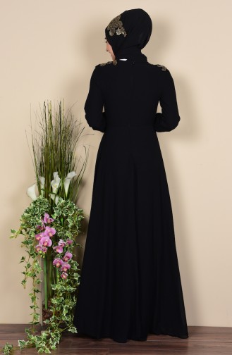 Kleid mit Spitzen und Schal 3010-04 Schwarz 3010-04