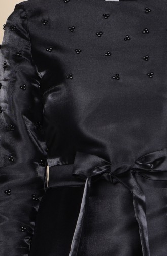 فستان بحزام خصر وتفاصيل من اللؤلؤ 0001-01 لون أسود 0001-01