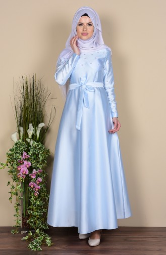 Perlen Kleid mit Gürtel 0001-02 Baby Blau 0001-02