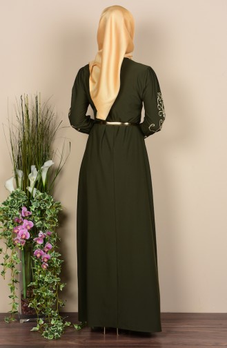 Nakışlı Elbise 5030-04 Yeşil