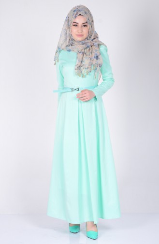 TUBANUR Belted Dress 2781-15 Mint Green 2781-15