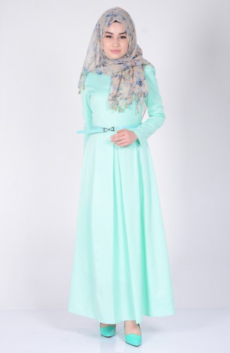 Robe avec Ceinture 2781-15 Vert Menthe 2781-15