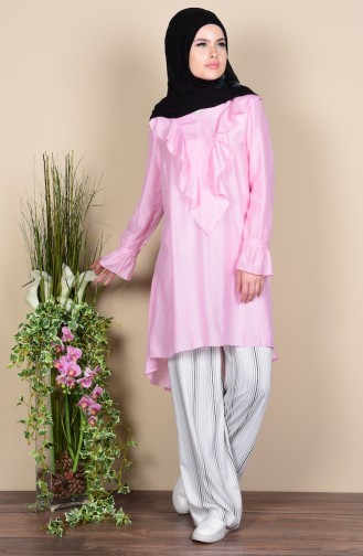 Fırfır Detaylı Tunik 1394-04 Toz Pembe 1394-04