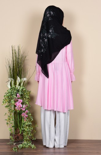 Ruffle Detail Tunic 1394-04 Powder Pink 1394-04