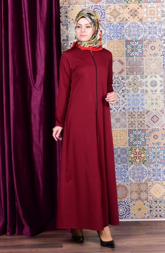 Abaya mit Reßverschluss 0546-09 Weinrot 0546-09