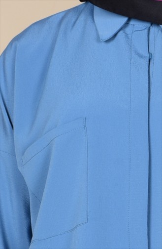 Cep Detaylı Bluz 5279-06 Mavi