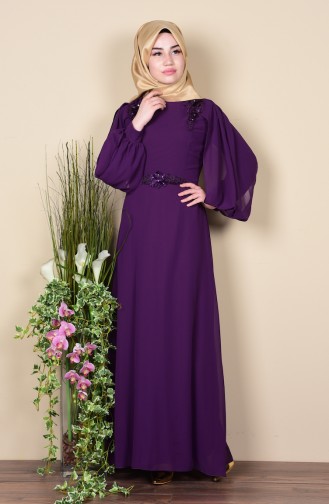 Purple Hijab Evening Dress 52553-08