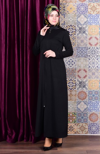 Abaya mit Reßverschluss 0546-01 Schwarz 0546-01