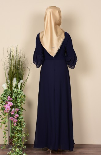 Navy Blue Hijab Dress 99017-01