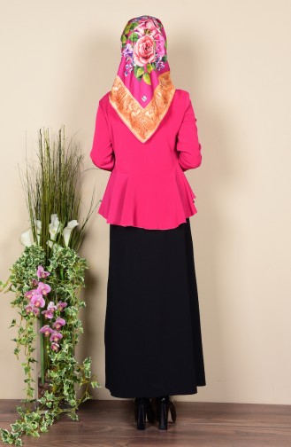 Eteği Volanlı Bluz 2936-03 Fuşya