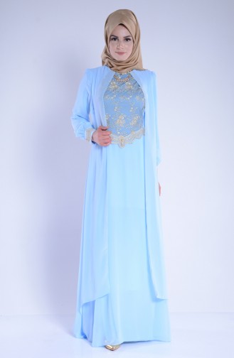 Habillé Hijab Bleu 52608-02